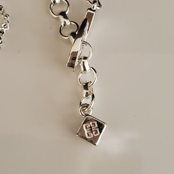 Givenchy Aurora Borealis Necklace Silver Plate Lariat Style Signed - Picture 4 of 12